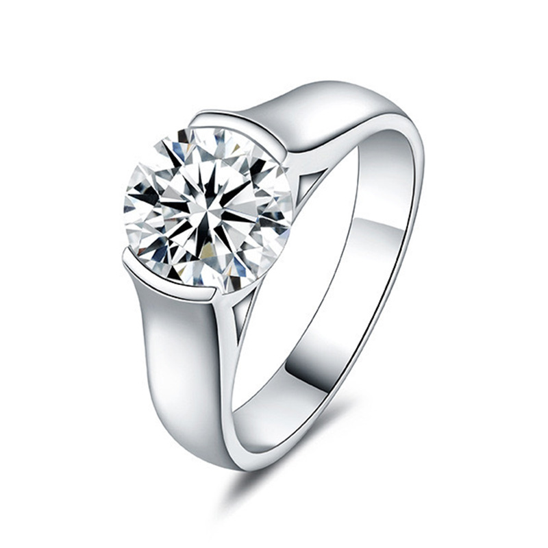 2 Carat Half Bezel Engagement Ring - Franca