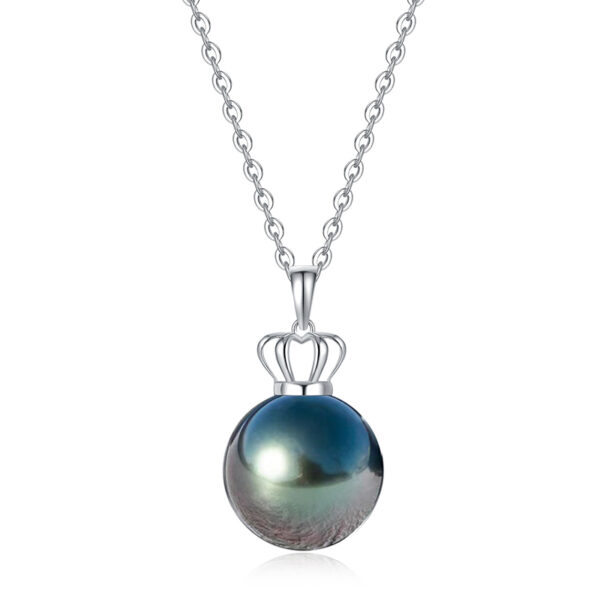 Tahitian Black Pearl Crown Pendant Necklace