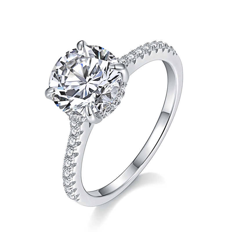 CLASSIC CATHEDRAL CUSHION CUT ENGAGEMENT RING WITH DIAMOND ACCENTS – MOISSANITE OR LAB-GROWN DIAMOND IN GOLD OR PLATINUM - VIENNA