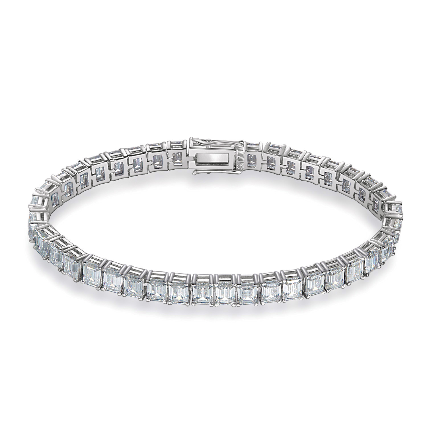 Luxurious Shining Square Cut Transparent Gem Bracelet