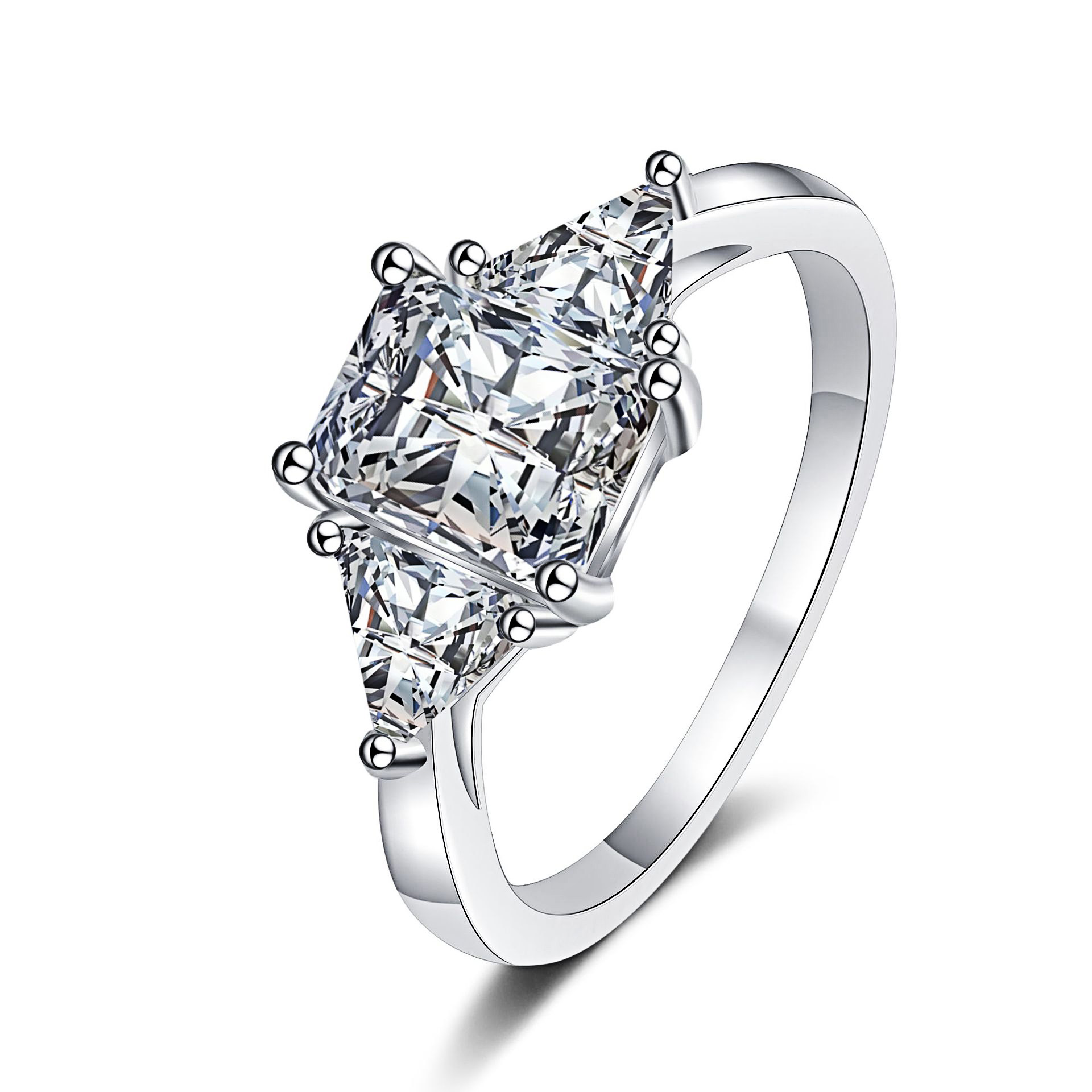 THREE STONE ENGAGEMENT RING EMERALD CUT - SIMONA