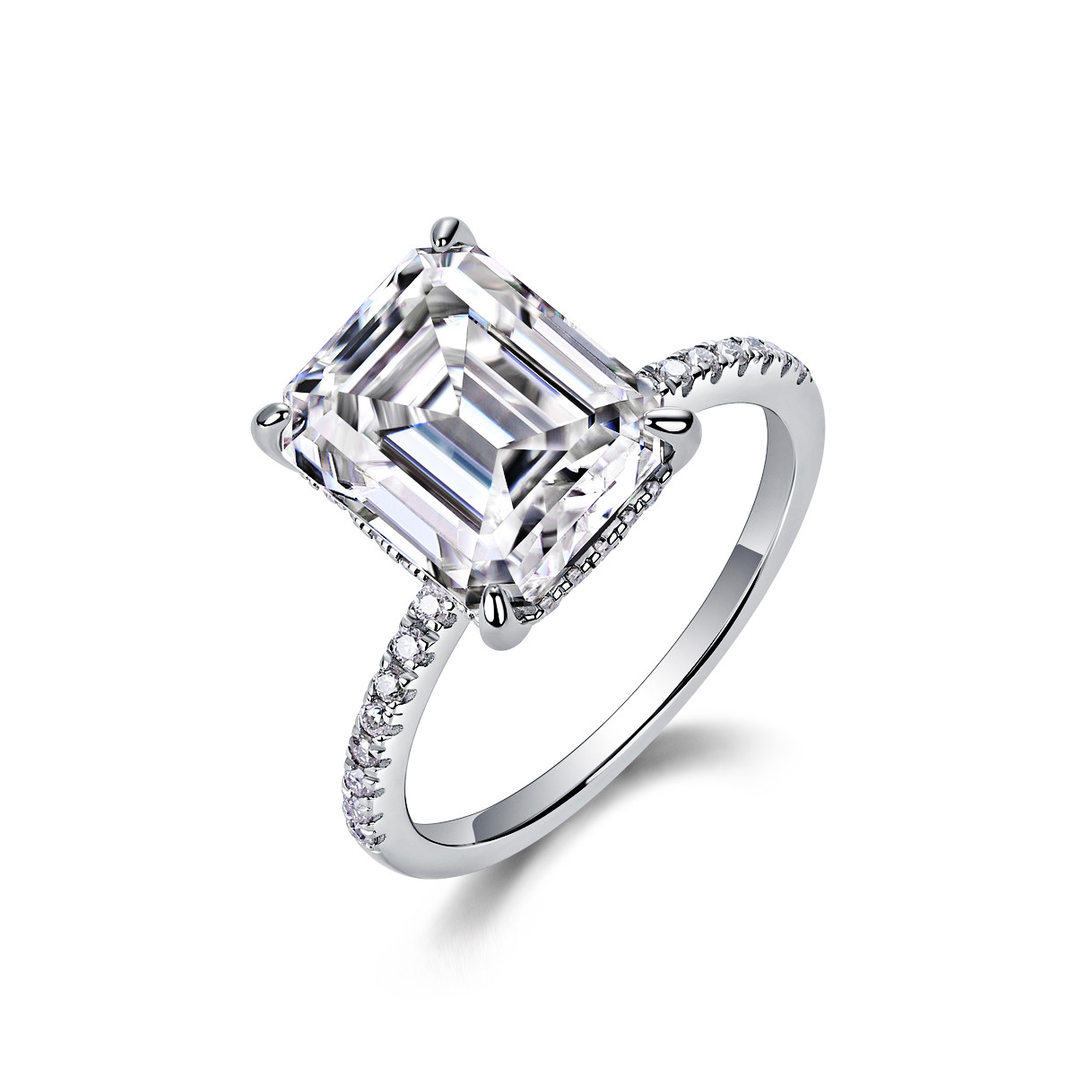 EMERALD CUT ENGAGEMENT RING HIDDEN HALO DIAMOND SETTING - PENELOPE