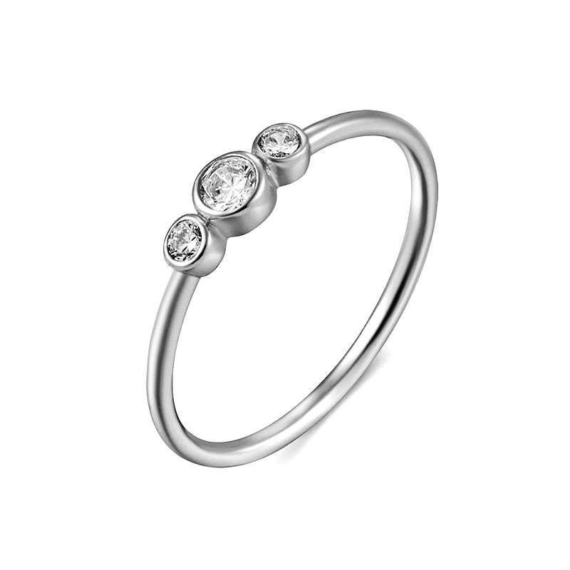 DAINTY ROUND BEZEL SET THREE STONE ENGAGEMENT RING DIAMOND SETTING - LUCY