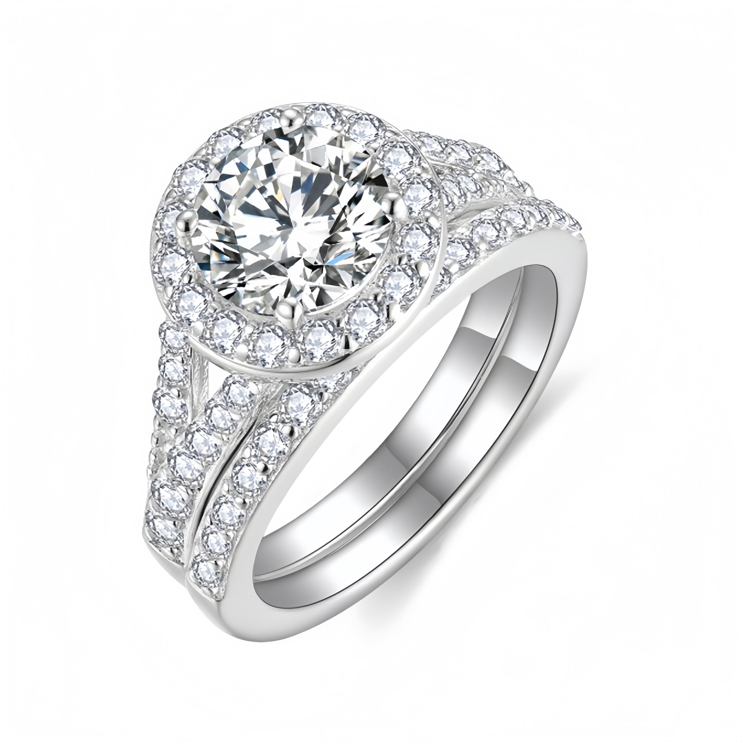 Classic round diamond ring set