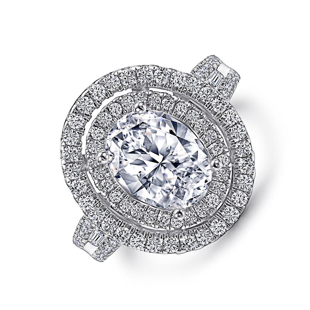 DOUBLE HALO SPLIT SHANK ENGAGEMENT RING - PANDORA