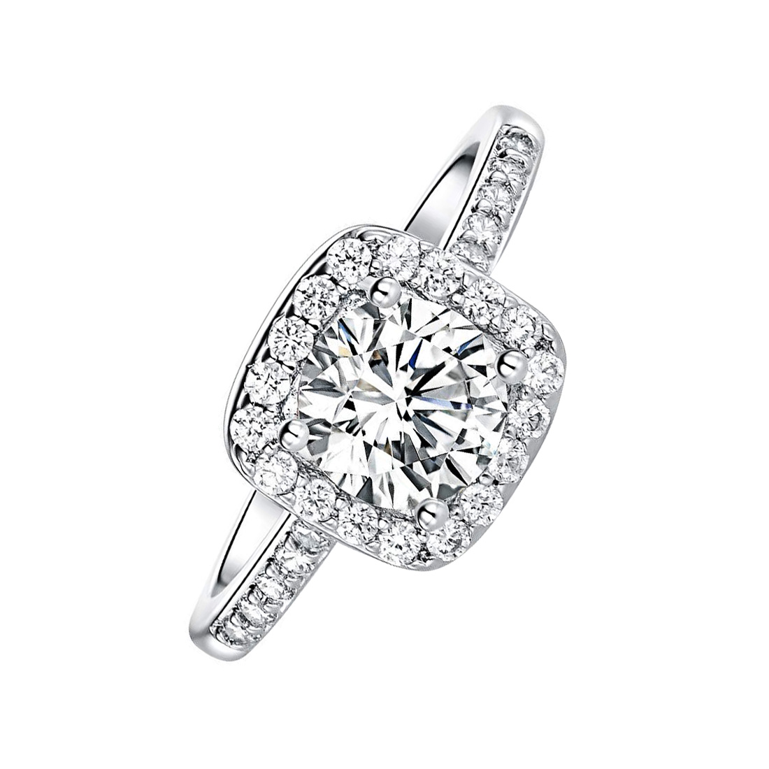 SQUARED DIAMOND HALO ROUND MOISSANITE OR LAB GROWN CENTER - ORIANA