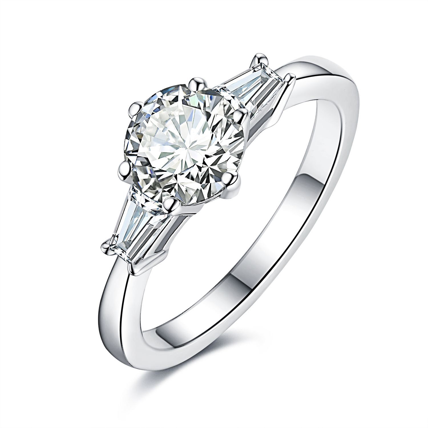 TAPERED BAGUETTE LAB DIAMOND OR MOISSANITE ENGAGEMENT RING - BROOKS