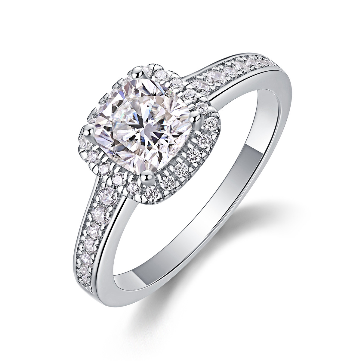 DAINTY VINTAGE-STYLE HALO ENGAGEMENT RING WITH ROUND CENTER, DIAMOND ACCENT SIDES, CATHEDRAL SETTING, AND MILGRAIN DETAILS – MOISSANITE OR LAB-GROWN DIAMOND IN GOLD OR PLATINUM - TIANNA