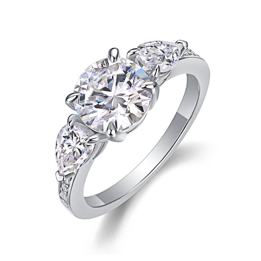 Dainty Pear Shaped Diamond Setting Engagement Ring - Jess