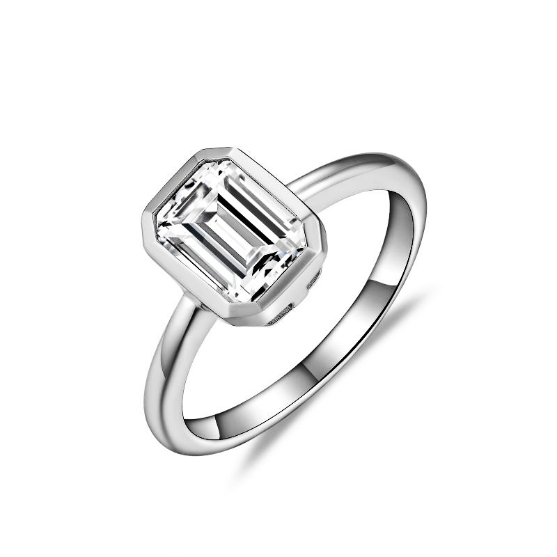 East West Set Emerald Cut Engagement Ring - LALA