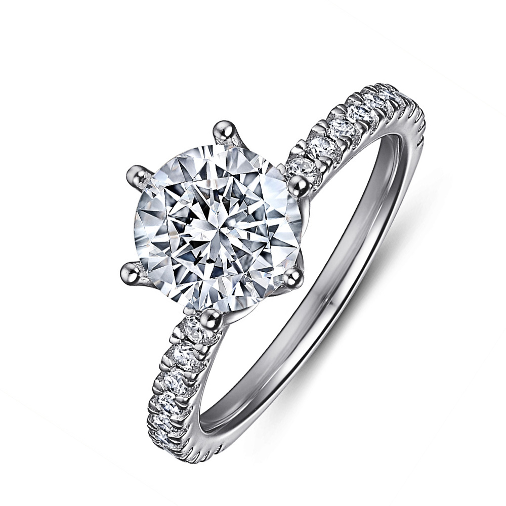 CLASSIC ROUND CENTER ENGAGEMENT RING WITH HIDDEN HALO – MOISSANITE OR LAB-GROWN DIAMOND IN GOLD OR PLATINUM - LIBERTY