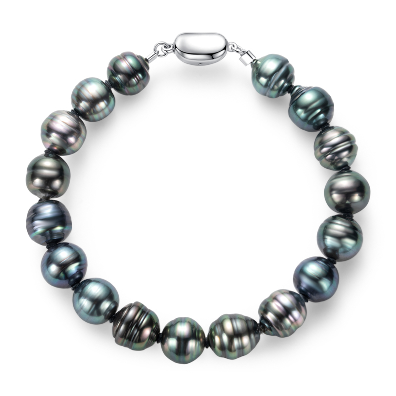 Deep and charming sea water black pearl spiral elegant bracelet