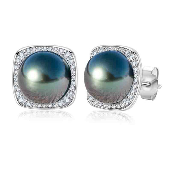 SquareDiam - Pearl Studs