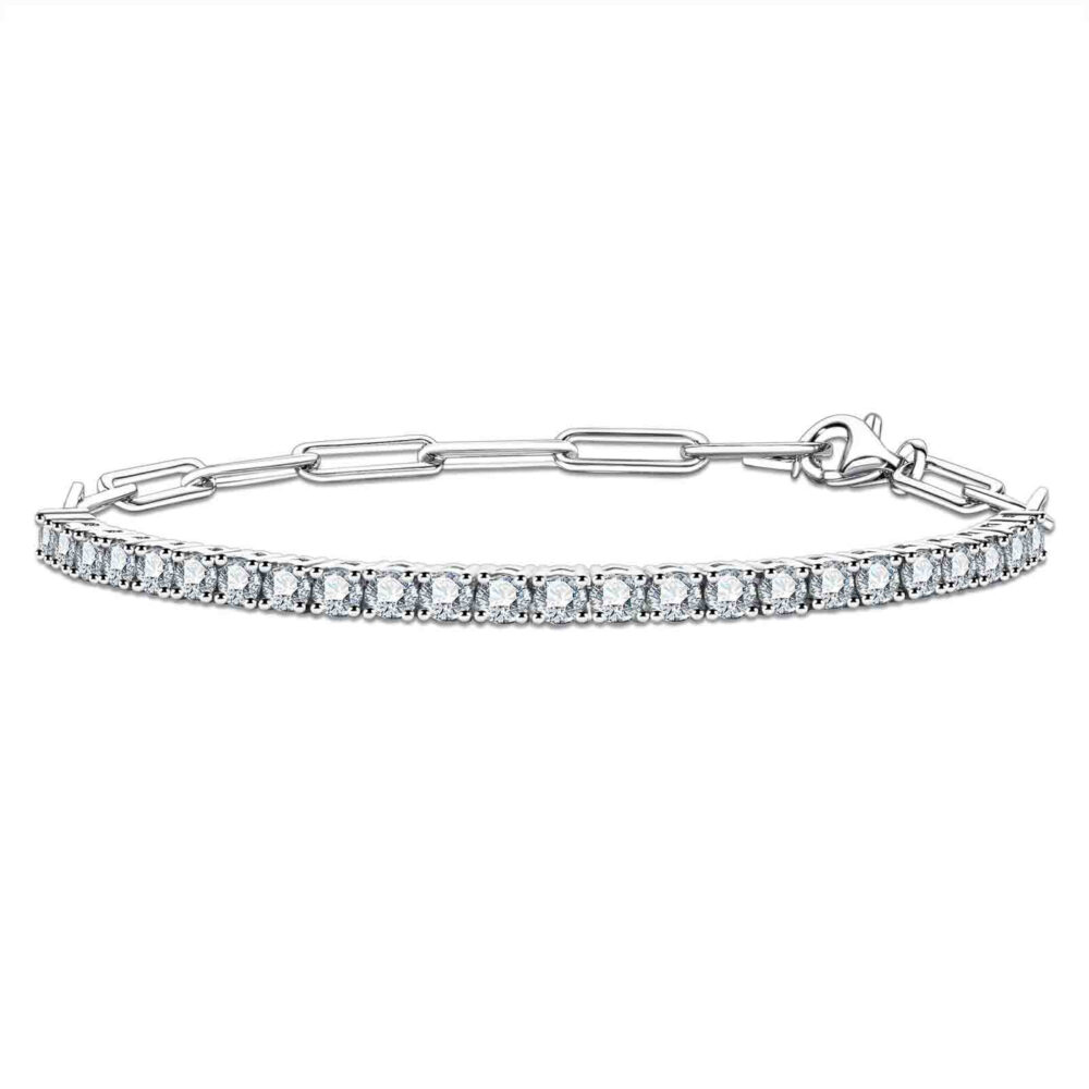 Silver chain diamond splicing elegant bracelet